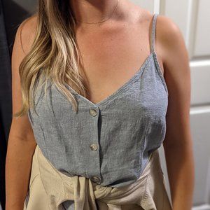 Dynamite Slate Blue Button Up Camisole
